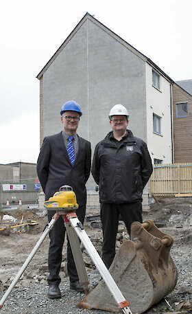 David Nicolson, Relationship Manager at Bank of Scotland Lerwick Branch, and Bryan Leask, Chief Executive of HHA, at the Fort Road site.